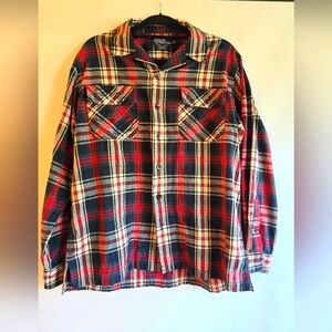POLO RALPH LAUREN SKI CAMP MEN'S BUTTONS FRONT  SHIRT RED PLAID SIZE MEDIUM